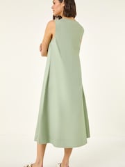 Roman Green Zip Front Sleeveless Midi Dress - Image 3 of 5