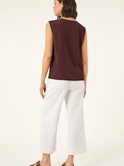Roman Brown Crinkle Button Front Blouse - Image 3 of 5