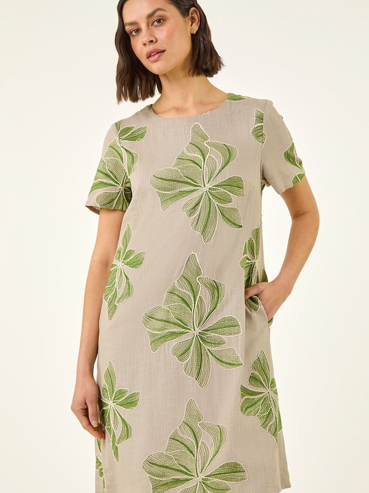 Roman Green Embroidered Floral Dress - Image 2 of 5