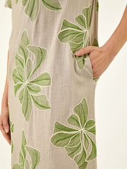 Roman Green Embroidered Floral Dress - Image 5 of 5