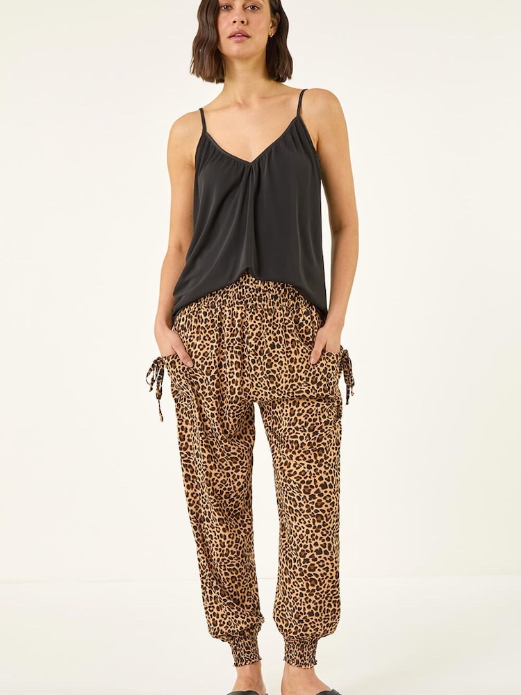 Roman Brown Tie Dye Print Hareem Joggers - Image 2 of 5