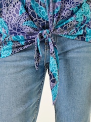 Roman Purple Burnout Print Tie Front Top - Image 5 of 5