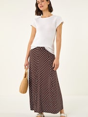 Roman Brown Polka Dot Midi Skirt - Image 4 of 5