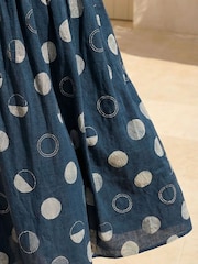 Roman Blue Curve Asymmetric Waist Midi Dress - Image 4 of 4