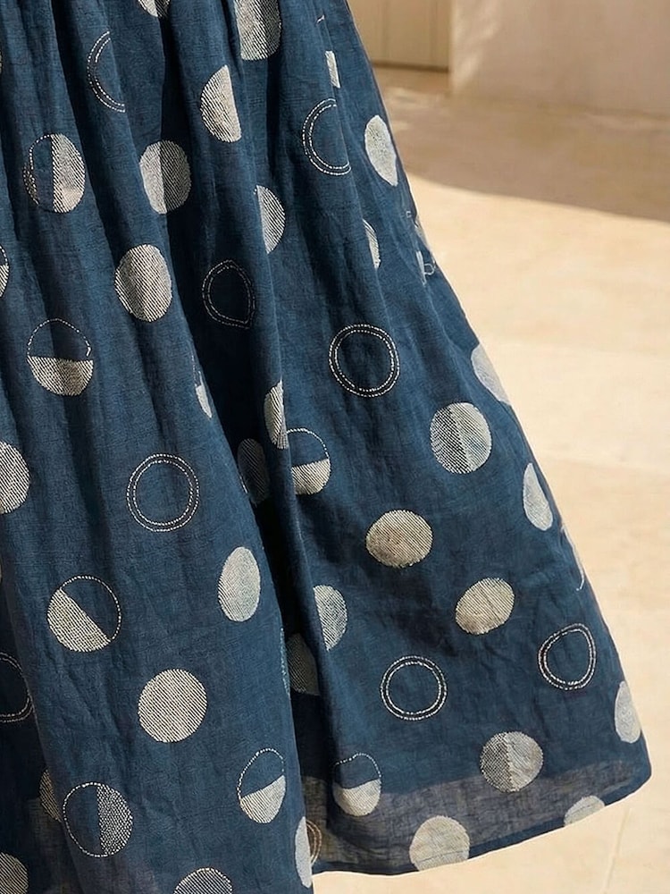 Roman Blue Curve Asymmetric Waist Midi Dress - Image 4 of 4 Roman Blue Curve Asymmetric Waist Midi Dress - Image 4 of 4