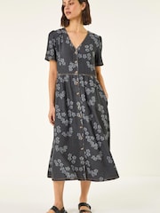 Чорний - Roman Floral Denim Shirt Dress - Image 3 of 5