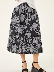 Roman Black Floral Broderie Midi Skirt - Image 1 of 5
