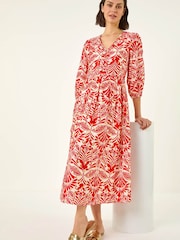 Roman Red Foil Spot Detail Midi Dress - Image 1 of 5