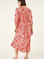 Roman Red Foil Spot Detail Midi Dress - Image 3 of 5