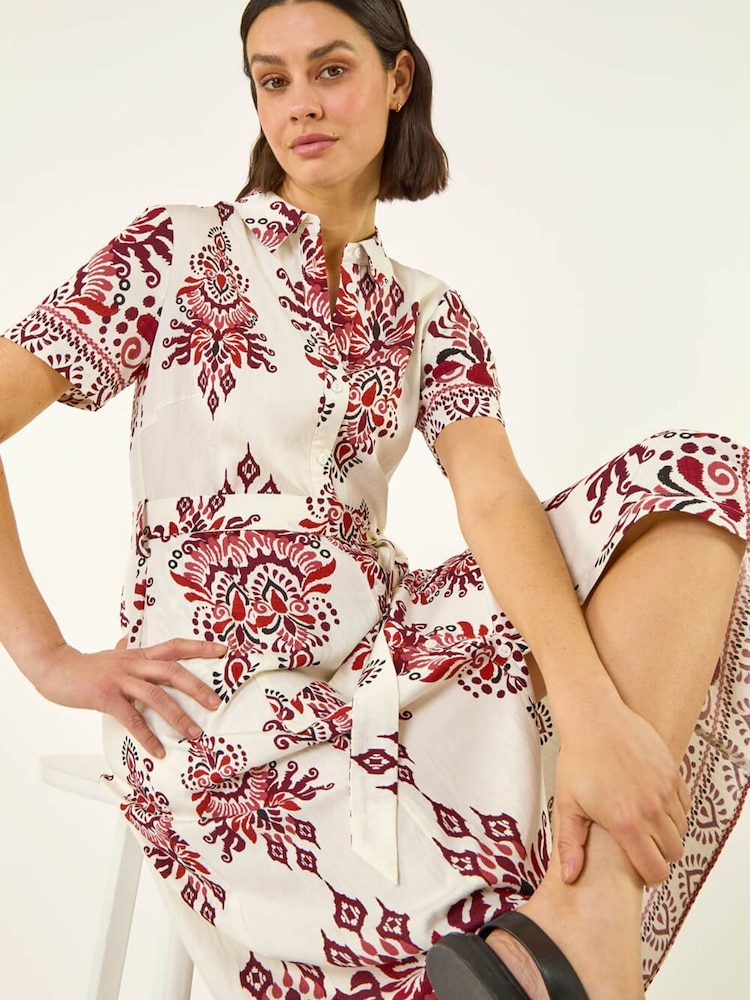 Roman White Baroque Shirt Dress - Image 1 of 5 Roman White Baroque Shirt Dress - Image 1 of 5