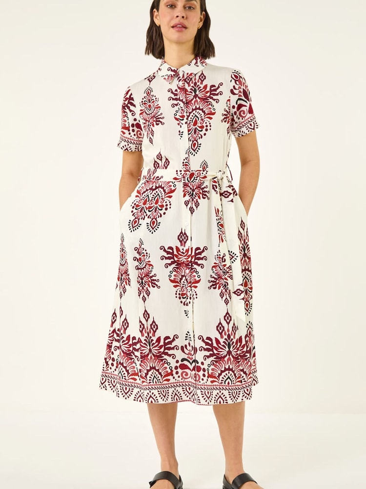 Roman White Baroque Shirt Dress - Image 2 of 5 Roman White Baroque Shirt Dress - Image 2 of 5