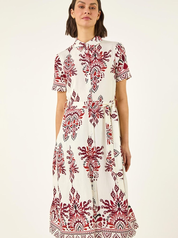 baroque print shirt dress Baroque Print Shirt Mini Dress