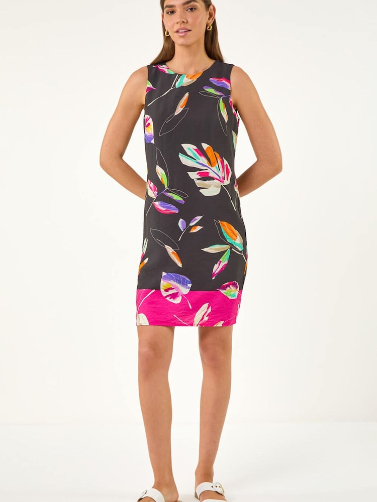 Roman Black Leaf Print Shift Dress - Image 2 of 5