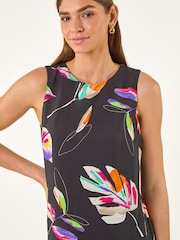 Roman Black Leaf Print Shift Dress - Image 4 of 5