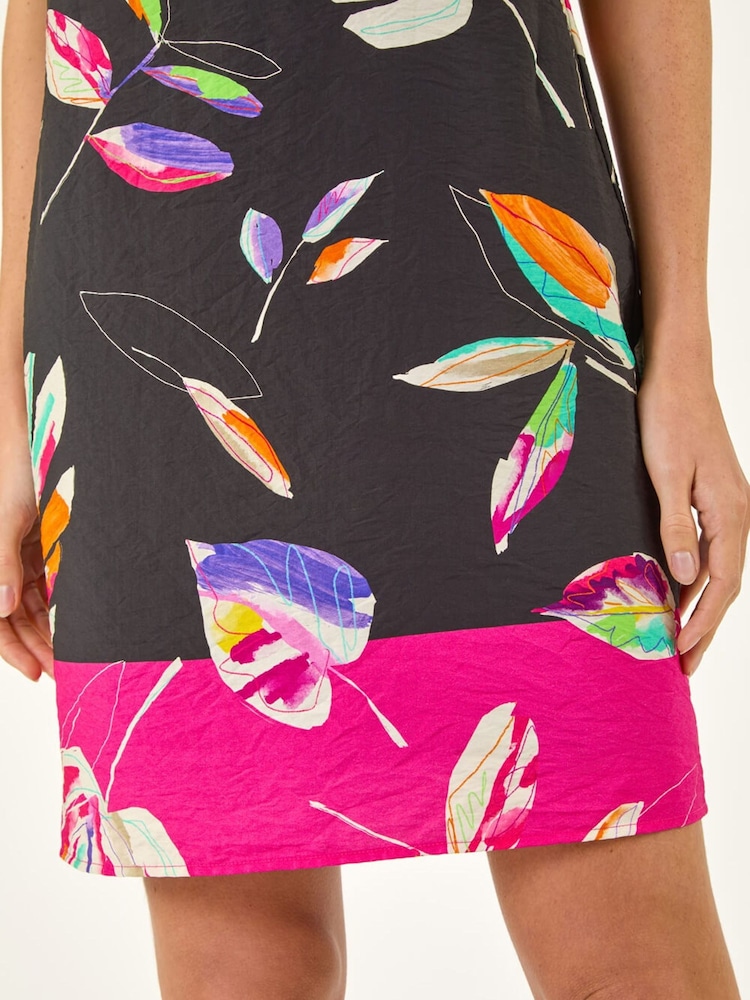Roman Black Leaf Print Shift Dress - Image 5 of 5
