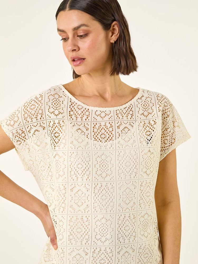 Roman Natural Lace Overlay Top - Image 2 of 5