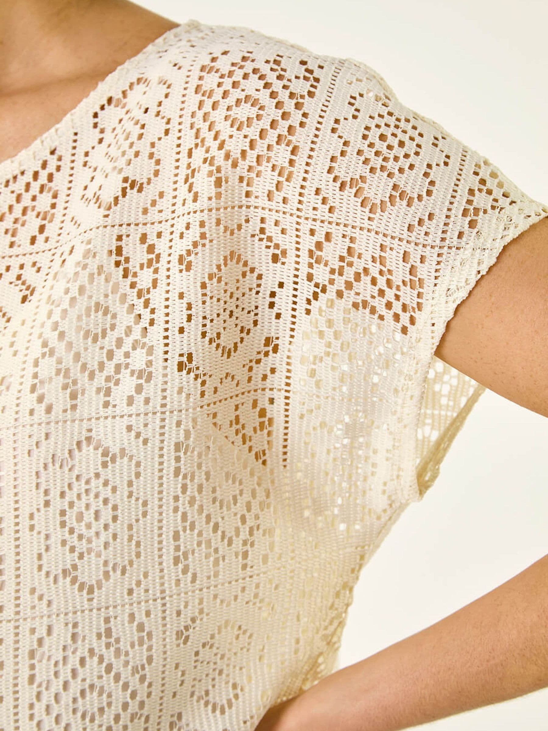 Buy Roman Natural Lace Overlay Top from Next USA