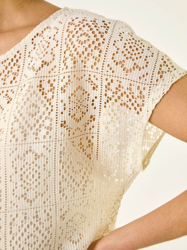 Roman Natural Lace Overlay Top - Image 5 of 5
