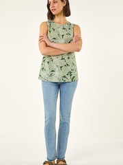 Roman Green Floral Print Vest Top - Image 2 of 5