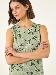 Roman Green Floral Print Vest Top - Image 4 of 5
