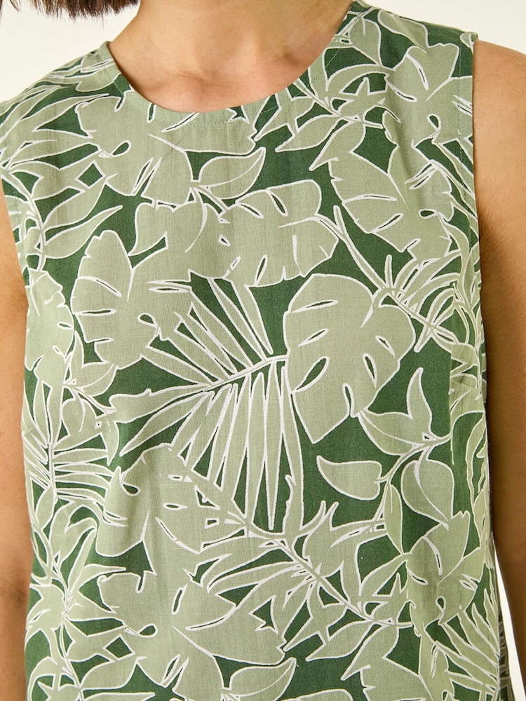 Roman Green Floral Print Vest Top - Image 5 of 5 Roman Green Floral Print Vest Top - Image 5 of 5