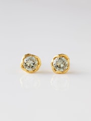 Carrie Elizabeth Gold Molten Green Amethyst Stud Earrings - Image 1 of 3
