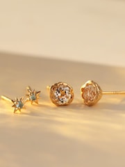 Carrie Elizabeth Gold Molten Green Amethyst Stud Earrings - Image 3 of 3