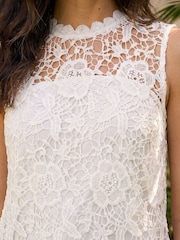 Roman White High Neck Stretch Lace Top - Image 4 of 4