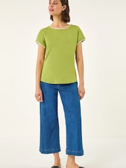 Roman Green Stitch Detail Ribbed Top - Image 2 of 5