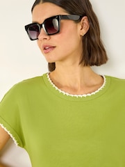 Roman Green Stitch Detail Ribbed Top - Image 4 of 5