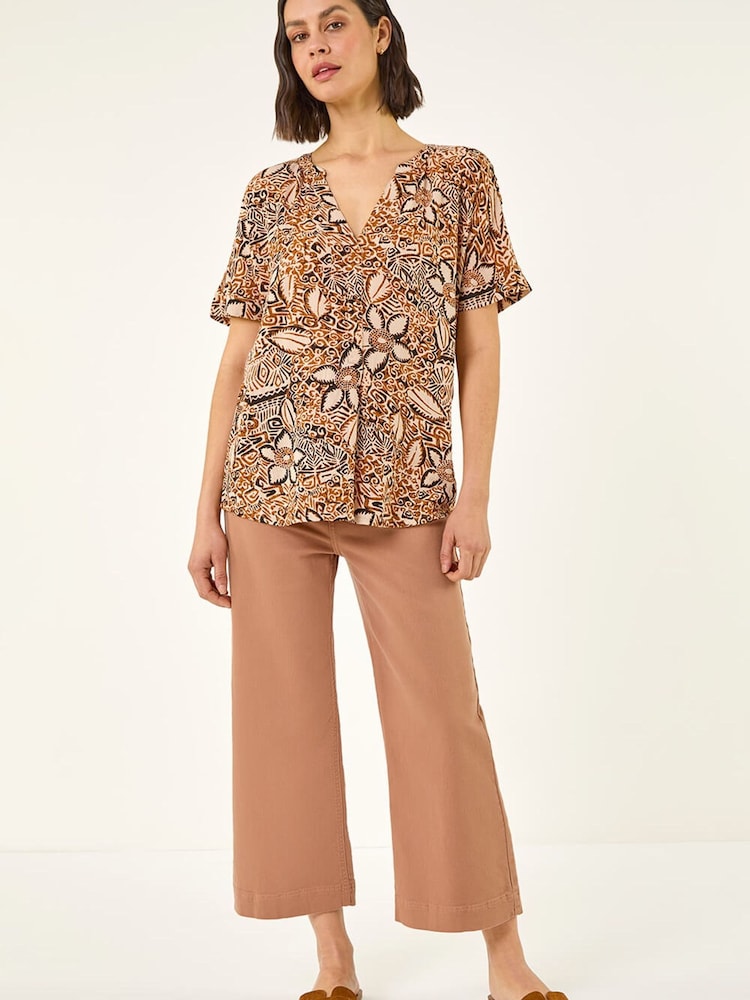 Roman Floral Abstract Print Tunic Top - Imagen 2 de 5