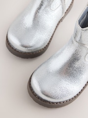 Silver Metallic Standard Fit (F) Western Ankle Boots - Image 3 of 5