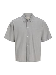 JACK & JONES Junior Grey Mini Checked Short Sleeved Shirt with Back Embroidery - Image 6 of 7