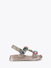 Kurt Geiger London Gold Mini Orson Crystal Sandals - Image 1 of 4