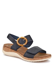 Pavers Navy Blue Touch Fasten Platform Sandals - Image 2 of 5