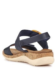 Pavers Navy Blue Touch Fasten Platform Sandals - Image 3 of 5