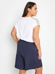 Yours Curve Blue Jersey Pull On Shorts - Image 3 of 4