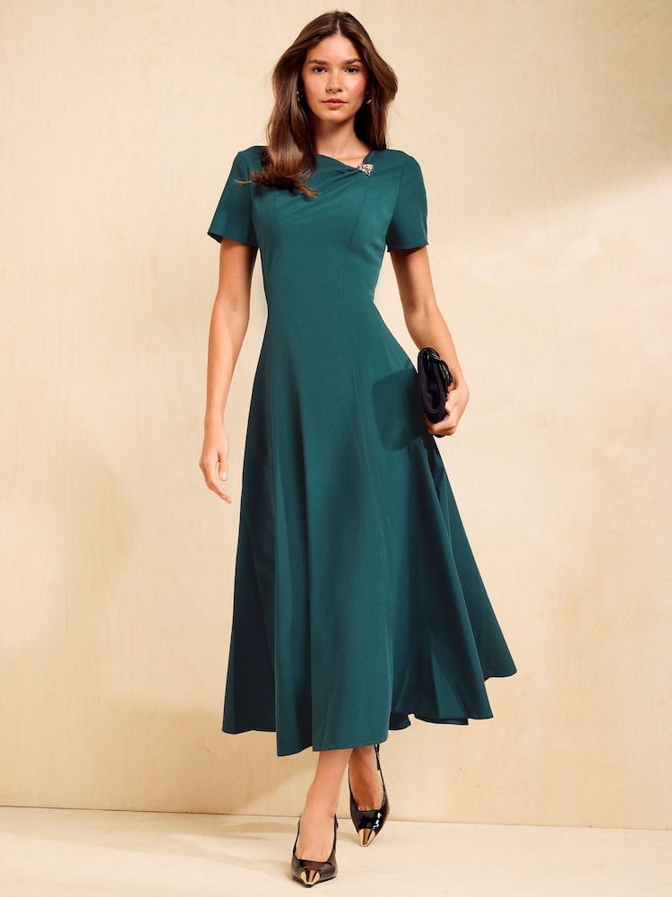 Friends Like These Green Seam Detail Hardware Midi Dress - Image 1 of 5