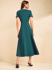 Friends Like These Green Seam Detail Hardware Midi Dress - Image 5 of 5