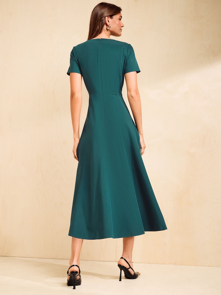 Friends Like These Green Seam Detail Hardware Midi Dress - Image 5 of 5