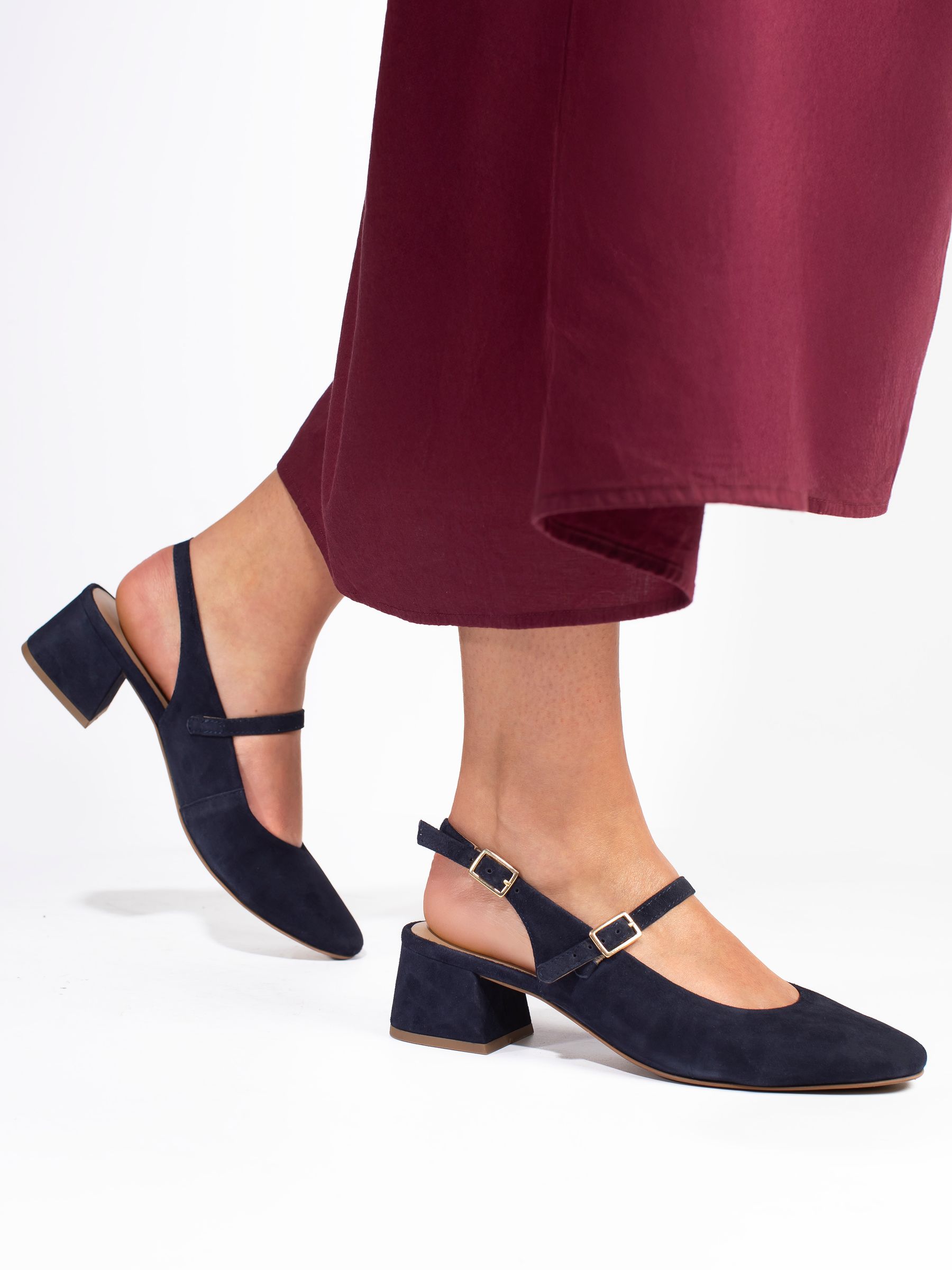 Buy Jones Bootmaker Navy Blue Yamila Leather Slingback Mary Janes