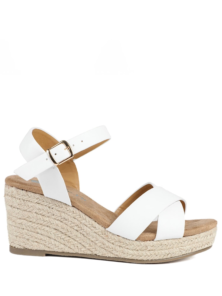 Pavers White Wide Fit Espadrille Wedge Sandals - Image 1 of 5