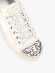 Kurt Geiger London Cream Crystal Toecap Cupsole Trainers - Image 4 of 5