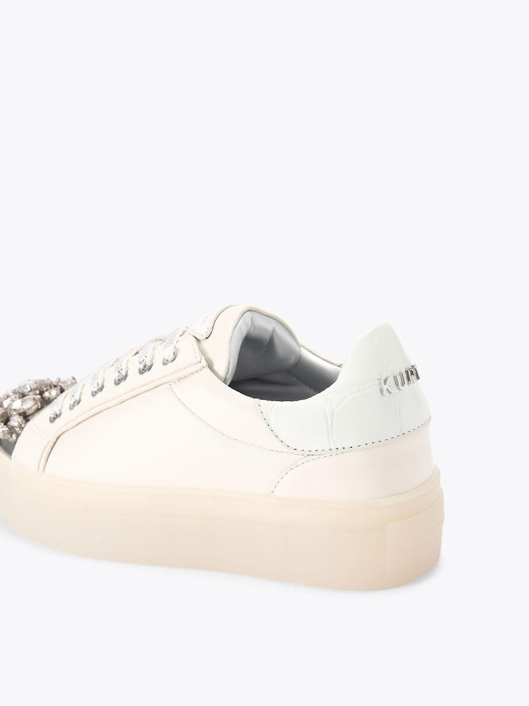 Kurt Geiger London Cream Crystal Toecap Cupsole Trainers - Image 5 of 5