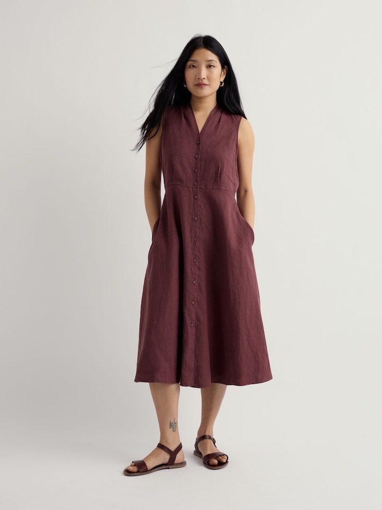 Seasalt Cornwall Brown Sleeveless Carved Wood Dress - Image 1 of 5