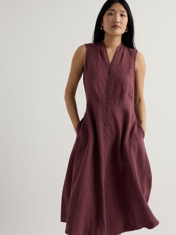 Seasalt Cornwall Brown Sleeveless Carved Wood Dress - Image 2 of 5