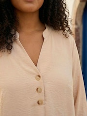 Roman Natural Curve Button Detail Tunic Top - Image 4 of 4