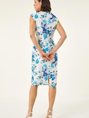 Roman White Floral Knot Stretch Lace Dress - Image 3 of 5