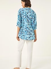Roman Blue Droplet Print Blouse - Image 3 of 5