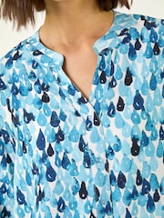 Roman Blue Droplet Print Blouse - Image 5 of 5